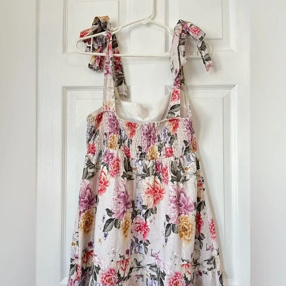 House of Harlow 1960 Floral Linen Blend Maxi Dress M - Picture 4 of 8